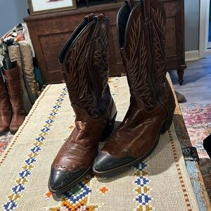 Laredo Brown with Black Wingtip Western Boots Size 10.5 D